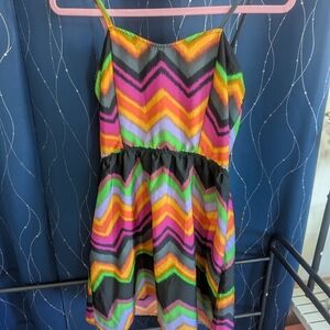 Girls Chevron Multicolor Sundress - Bright Stripe Print